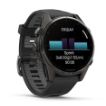 Умные часы Garmin Fenix 8, 43 мм, AMOLED, Sapphire Carbon Gray DLC Titanium with black/pebble gray silicone band