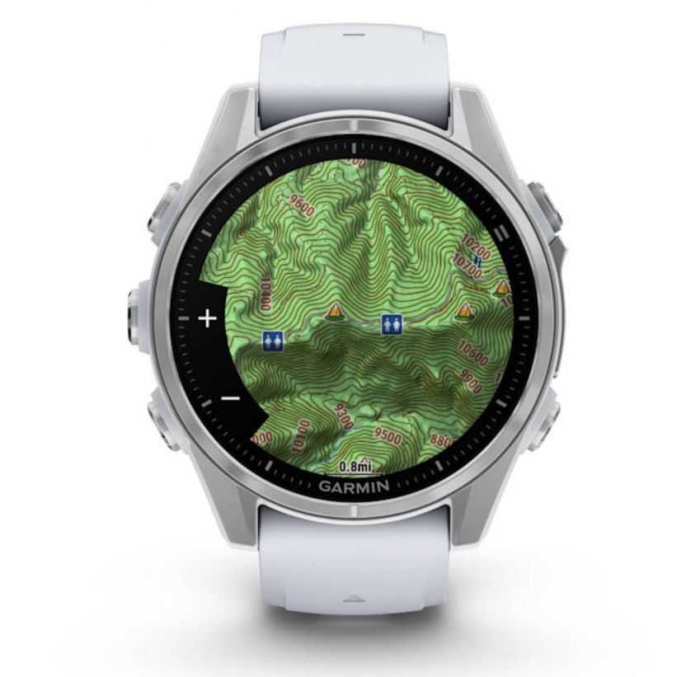 Умные часы Garmin Fenix 8, 43 мм, AMOLED, Silver with White Stone silicone band