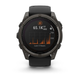 Умные часы Garmin Fenix 8, 51 мм, Solar, Sapphire Carbon Gray DLC Titanium with Black/Pebble Gray Silicone
