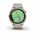 Умные часы Garmin Fenix 7S Pro Sapphire Solar золотистый корпус с кожаным ремешком цвета известняка