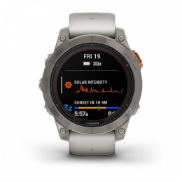 Умные часы Garmin Fenix 7 Pro Sapphire Solar титановый серый с серо-оранжевым ремешком