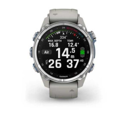 Умные часы Garmin Descent Mk3 (43 мм) из нержавеющей стали с силиконовым туманно-серым ремешком