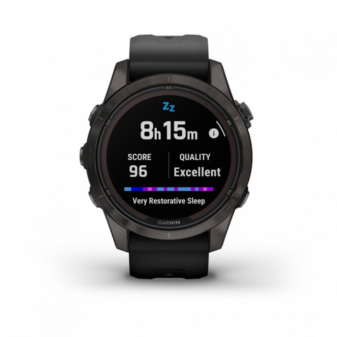 Умные часы Garmin Fenix 7S Pro Sapphire Solar титановый угольно-серый DLC с силиконовым ремешком