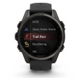 Умные часы Garmin Fenix 8, 43 мм, AMOLED, Sapphire Carbon Gray DLC Titanium with black/pebble gray silicone band