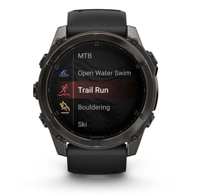 Умные часы Garmin Fenix 8, 51 мм, AMOLED, Sapphire Carbon Gray DLC Titanium with Black/Pebble Gray Silicone