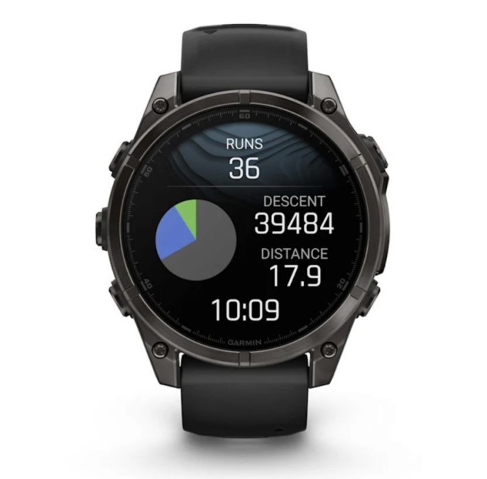 Умные часы Garmin Fenix 8, 47 мм, AMOLED, Sapphire Carbon Gray DLC Titanium with Black/Pebble Gray Silicone