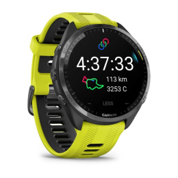Умные часы Garmin Forerunner 965 черные, темно-серый DLC титановый безель, с желто-черным ремешком