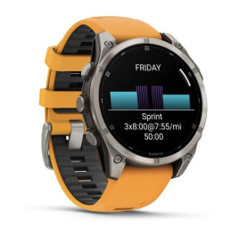 Умные часы Garmin Fenix 8, 51 мм, AMOLED, Sapphire Titanium with spark orange/graphite silicone band