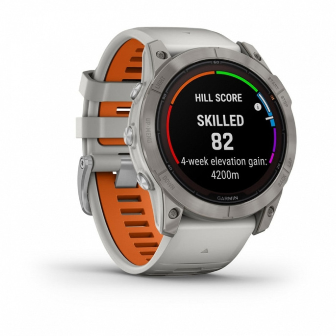 Умные часы Garmin Fenix 7X Pro Sapphire Solar Edition Титановый корпус с дымчато-серым оранжевым ремешком