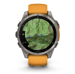 Умные часы Garmin Fenix 8, 51 мм, AMOLED, Sapphire Titanium with spark orange/graphite silicone band