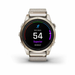 Умные часы Garmin Epix Pro (Gen 2) Sapphire Edition 42 мм, золотистый корпус с нейлоновым ремешком сливочного цвета