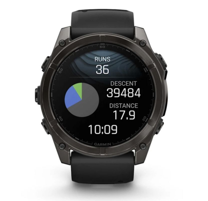 Умные часы Garmin Fenix 8, 51 мм, AMOLED, Sapphire Carbon Gray DLC Titanium with Black/Pebble Gray Silicone