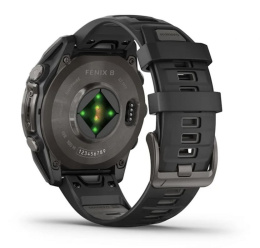 Умные часы Garmin Fenix 8, 47 мм, AMOLED, Sapphire Carbon Gray DLC Titanium with Black/Pebble Gray Silicone