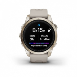 Умные часы Garmin Epix Pro (Gen 2) Sapphire Edition 42 мм, золотистый корпус со светло-песочным ремешком