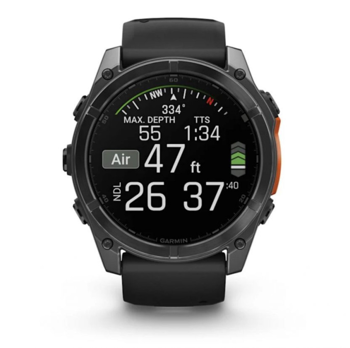 Умные часы Garmin Fenix 8, 51 мм, AMOLED, Slate Gray with black silicone band