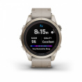 Умные часы Garmin Fenix 7S Pro Sapphire Solar золотистый корпус с кожаным ремешком цвета известняка