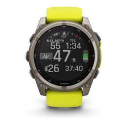 Умные часы Garmin Fenix 8, 51 мм, Solar, Sapphire Titanium with AMP yellow/graphite silicone band