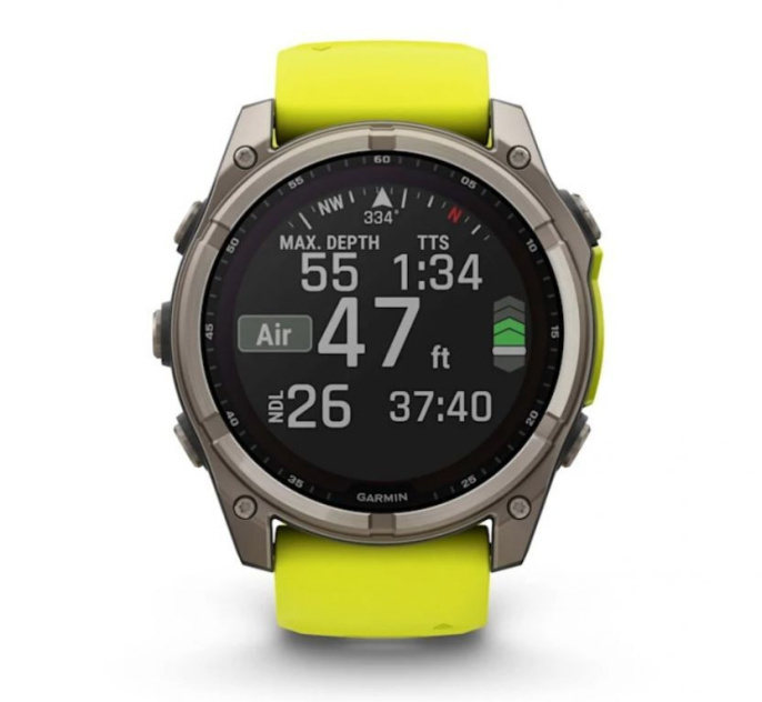 Умные часы Garmin Fenix 8, 51 мм, Solar, Sapphire Titanium with AMP yellow/graphite silicone band