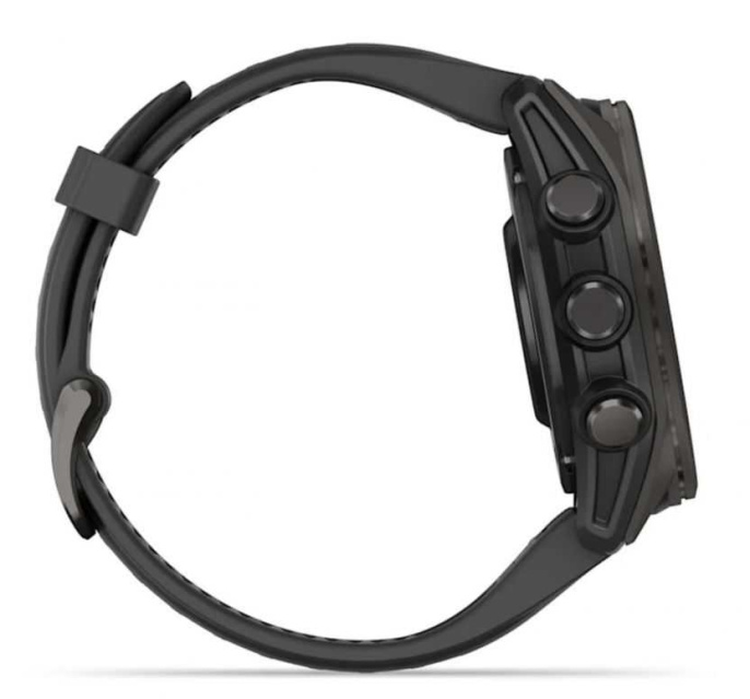 Умные часы Garmin Fenix 8, 43 мм, AMOLED, Sapphire Carbon Gray DLC Titanium with black/pebble gray silicone band