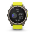 Умные часы Garmin Fenix 8, 51 мм, Solar, Sapphire Titanium with AMP yellow/graphite silicone band