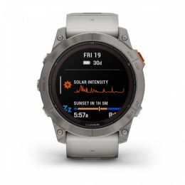 Умные часы Garmin Fenix 7X Pro Sapphire Solar Edition Титановый корпус с дымчато-серым оранжевым ремешком