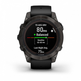Умные часы Garmin Fenix 7 Pro Sapphire Solar титановый угольно-серый DLC с черным ремешком
