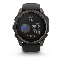 Умные часы Garmin Fenix 8, 51 мм, Solar, Sapphire Carbon Gray DLC Titanium with Black/Pebble Gray Silicone