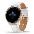 Умные часы Garmin Venu 2S белые цвета розовое золото с кожаным ремешком