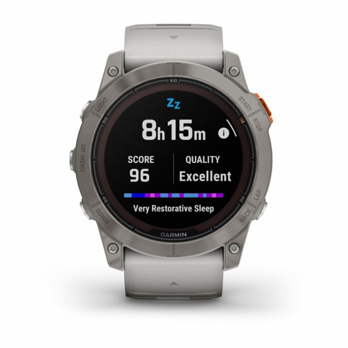Умные часы Garmin Fenix 7X Pro Sapphire Solar Edition Титановый корпус с дымчато-серым оранжевым ремешком