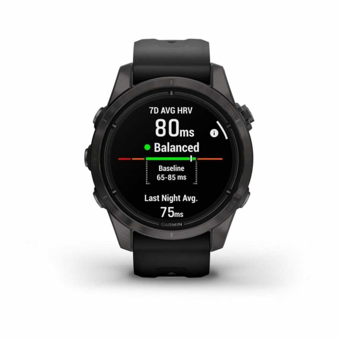 Умные часы Garmin Epix Pro (Gen 2) Sapphire Edition 42 мм, титановый, угольно-серый, DLC, черный ремешок