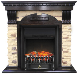 Камин Royal Flame Dublin арочный сланец с очагом Fobos FX BL (темный дуб) 56211164923893