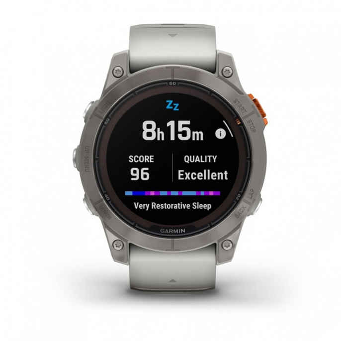 Умные часы Garmin Fenix 7 Pro Sapphire Solar титановый серый с серо-оранжевым ремешком