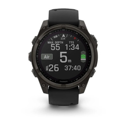 Умные часы Garmin Fenix 8, 47 мм, Solar, Sapphire Carbon Gray DLC Titanium with Black/Pebble Gray Silicone