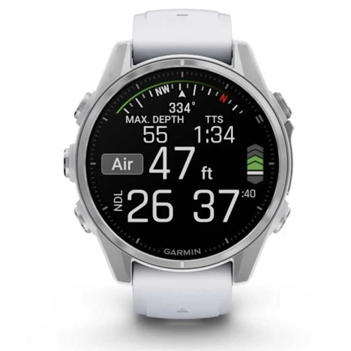 Умные часы Garmin Fenix 8, 43 мм, AMOLED, Silver with White Stone silicone band