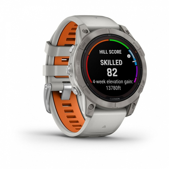 Умные часы Garmin Fenix 7 Pro Sapphire Solar титановый серый с серо-оранжевым ремешком