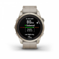 Умные часы Garmin Fenix 7S Pro Sapphire Solar золотистый корпус с кожаным ремешком цвета известняка