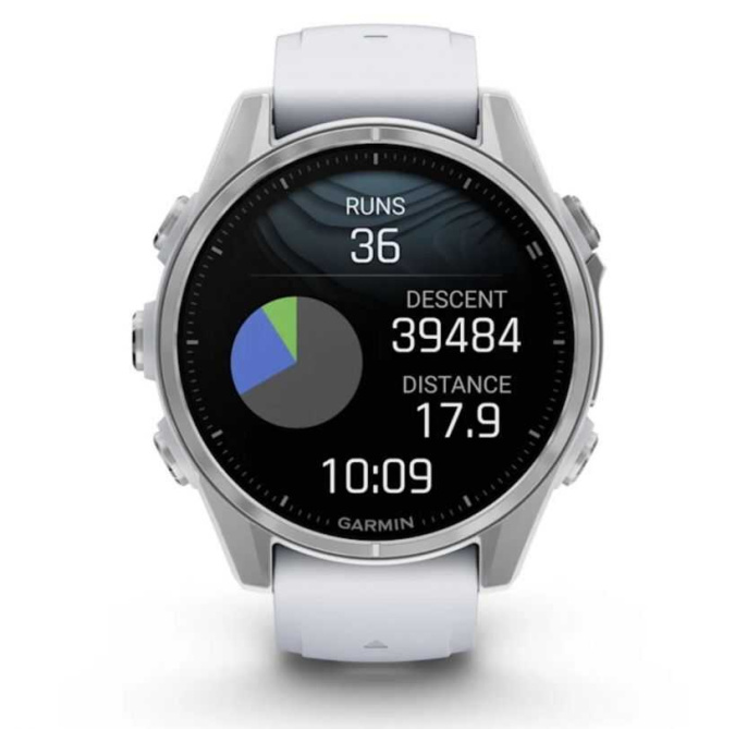 Умные часы Garmin Fenix 8, 43 мм, AMOLED, Silver with White Stone silicone band