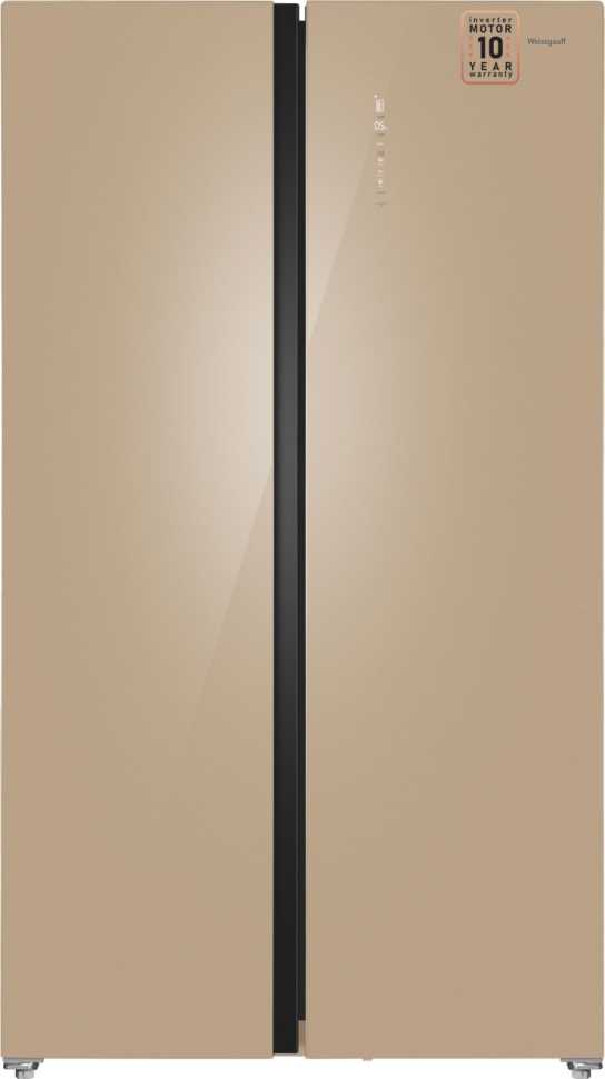 Холодильник Side-by-Side Weissgauff WSBS 1036 Inverter NoFrost Premium Champagne Glass