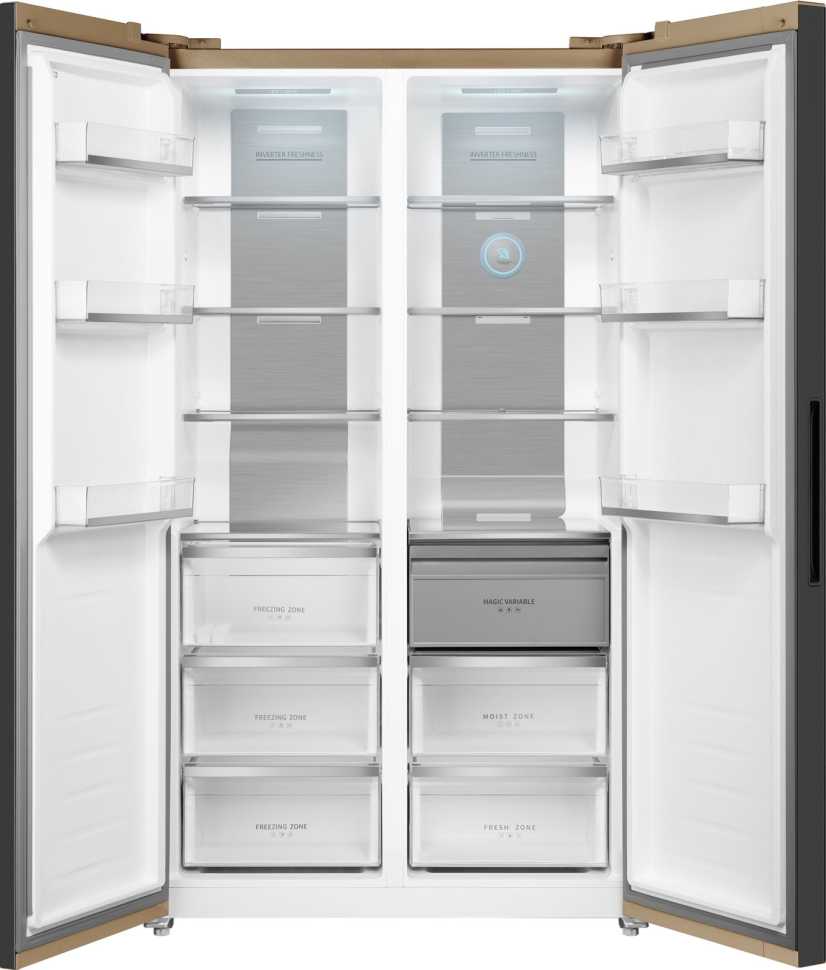 Холодильник Side-by-Side Weissgauff WSBS 1036 Inverter NoFrost Premium Champagne Glass