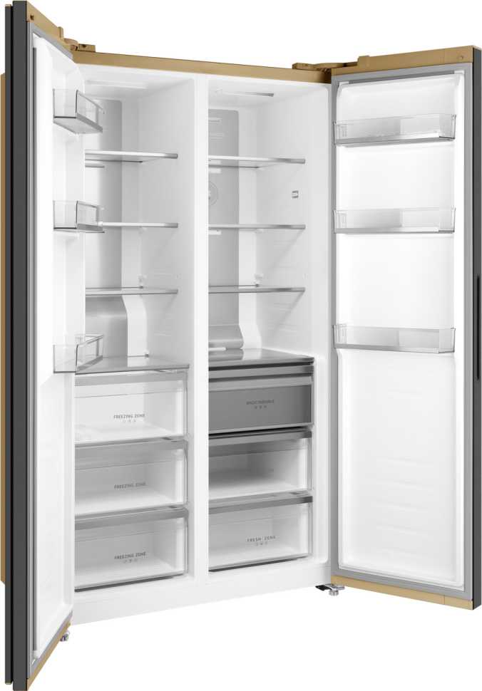 Холодильник Side-by-Side Weissgauff WSBS 1036 Inverter NoFrost Premium Champagne Glass