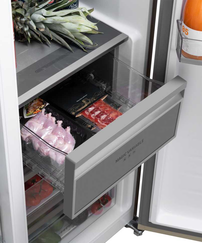 Холодильник Side-by-Side Weissgauff WSBS 1036 Inverter NoFrost Premium Champagne Glass