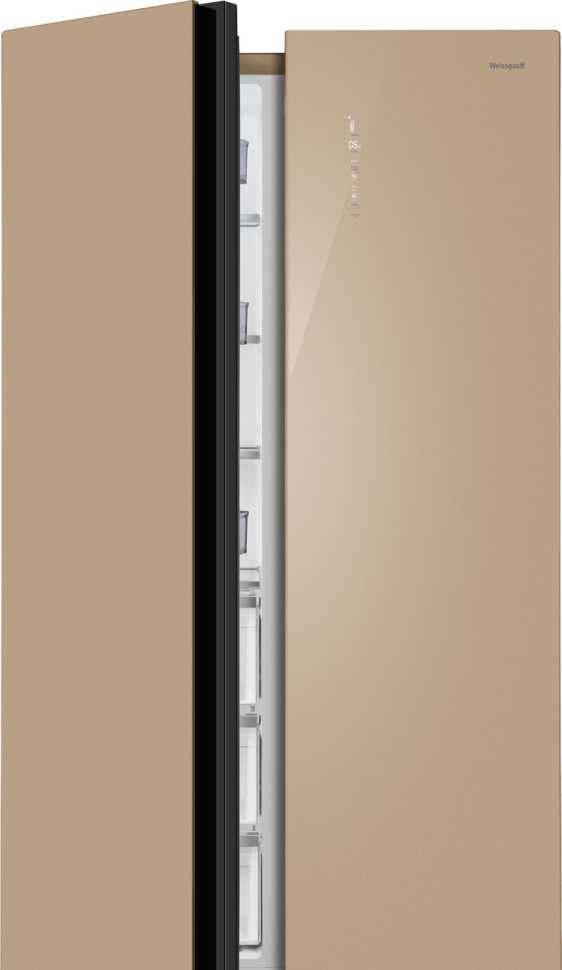 Холодильник Side-by-Side Weissgauff WSBS 1036 Inverter NoFrost Premium Champagne Glass
