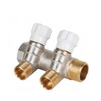 Коллектор латунный MVI 3/4&quot;x1/2&quot; 2 вых с регулирующими вентилями