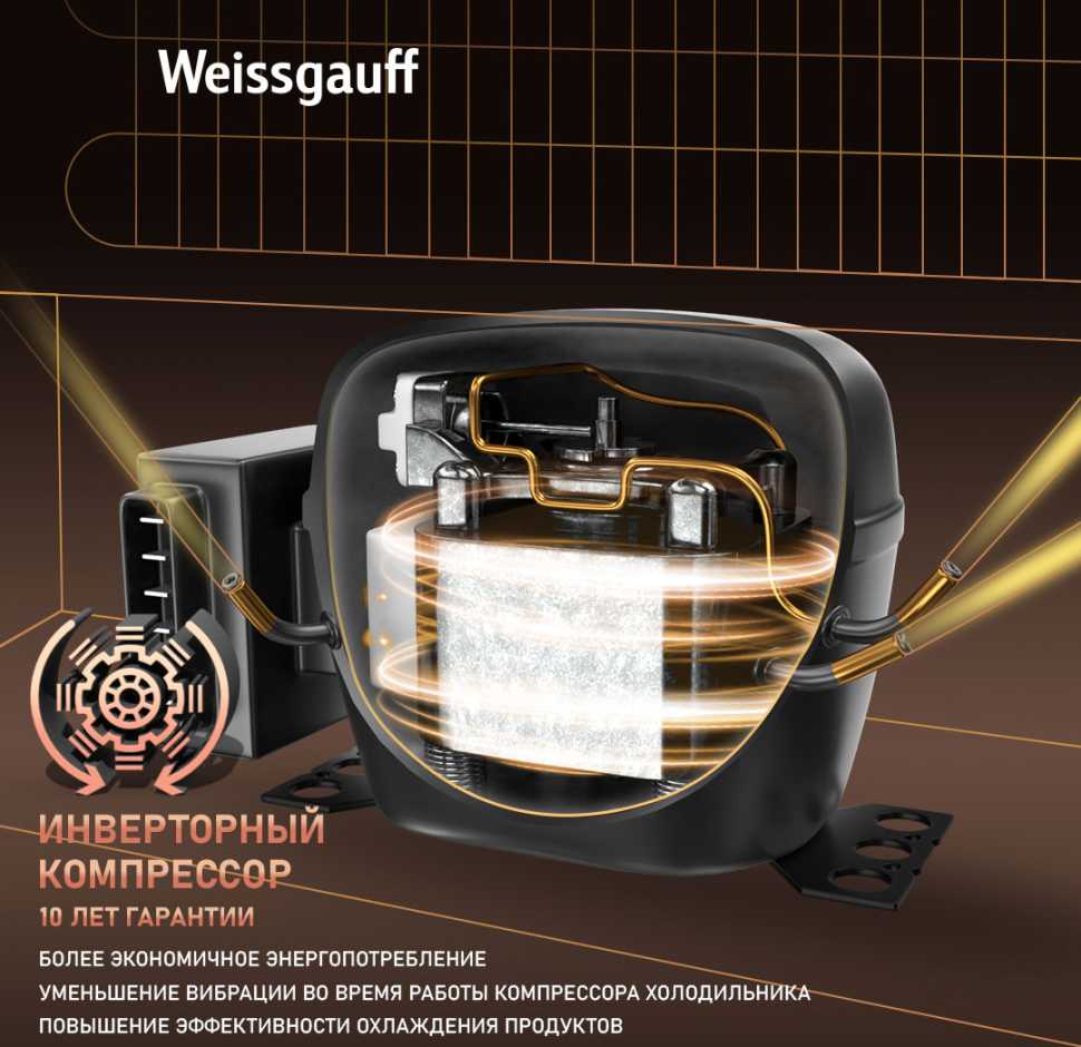 Холодильник Side-by-Side Weissgauff WSBS 1036 Inverter NoFrost Premium Dark Inox