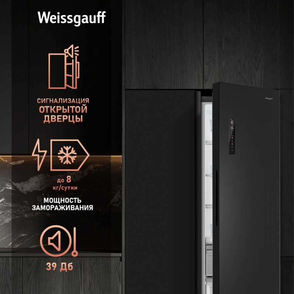 Холодильник Side-by-Side Weissgauff WSBS 1036 Inverter NoFrost Premium Dark Inox