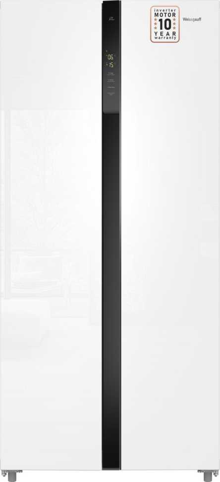Холодильник Side-by-Side Weissgauff WSBS 500 Inverter NoFrost White Glass