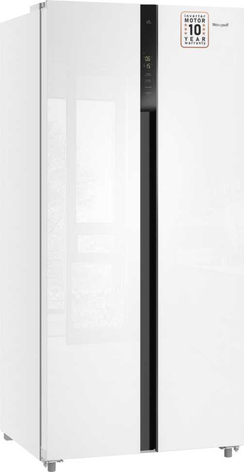 Холодильник Side-by-Side Weissgauff WSBS 500 Inverter NoFrost White Glass