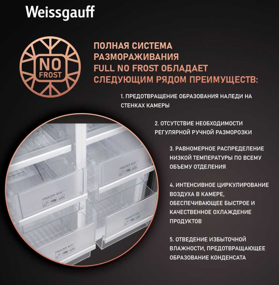 Многокамерный холодильник Weissgauff WCD 450 Bru Steel Glass NoFrost Inverter