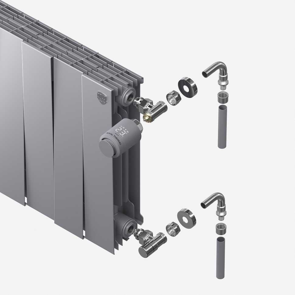 Набор термостатический для радиатора угловой Royal Thermo Design Pro 15 мм М30х1,5 (Хром)