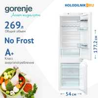 Встраиваемый двухкамерный холодильник Gorenje NRKI 2181 E1